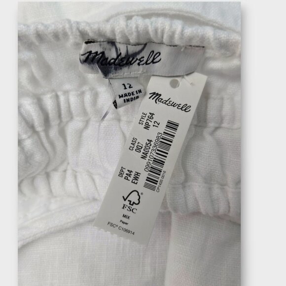 MADEWELL Square-Neck Mini Dress in 100% Linen White 12 NWT - Picture 10 of 12